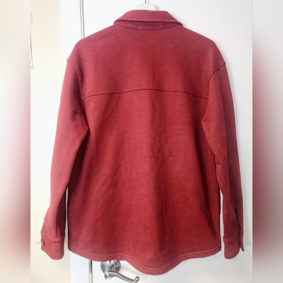 Good American Sueded Fleece Shacket Shirt Jacket In Burgundy Size XS - S - Picture 7 of 13